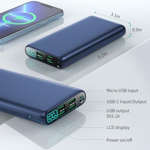 Portable Charger 38800mAh Power Bank with LCD Display, USB-C, 5 USB Outputs O180