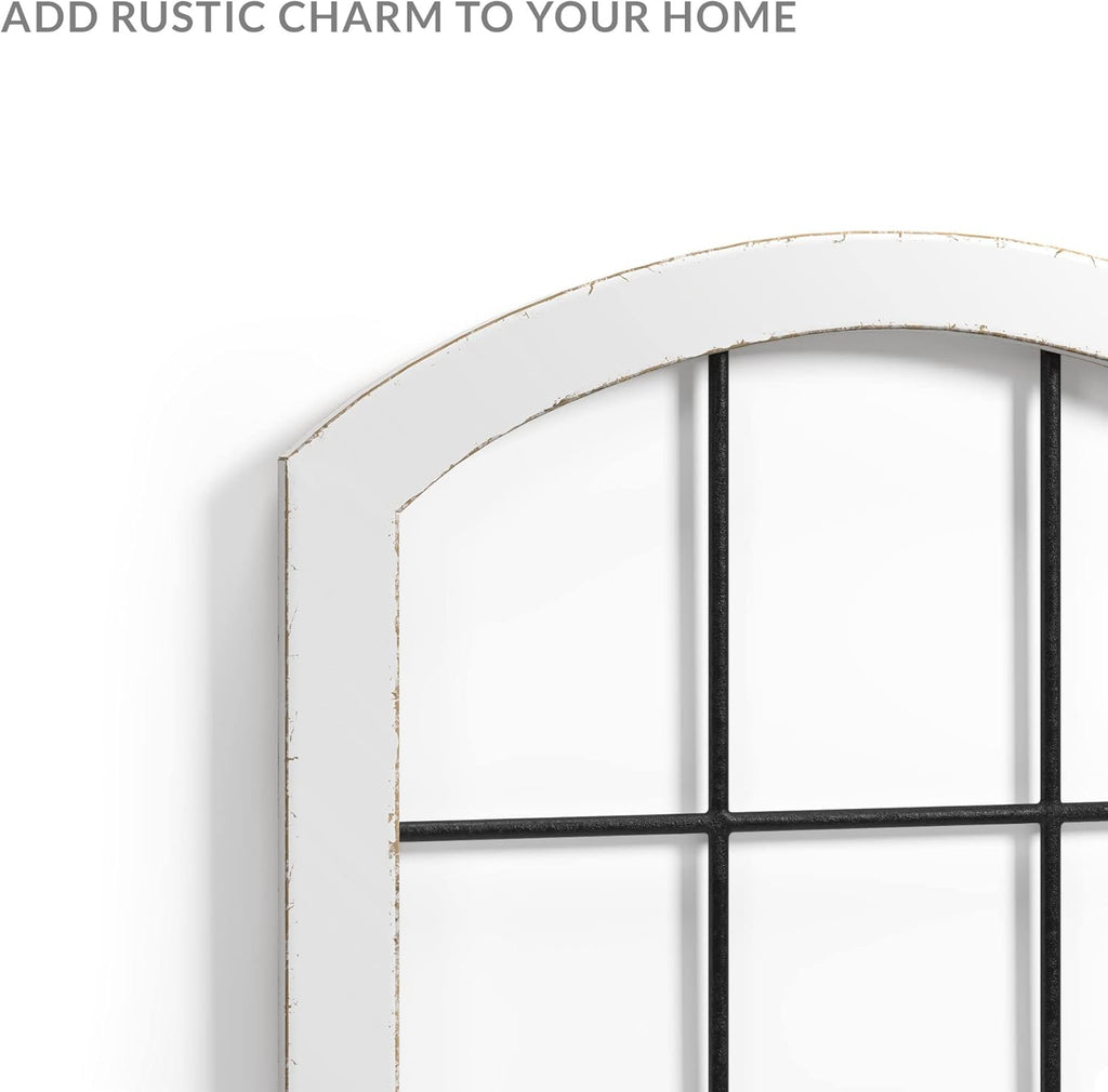Barnyard Designs Rustic Wood and Metal Farmhouse Window Frame Wall Decor, White (2) Y11073