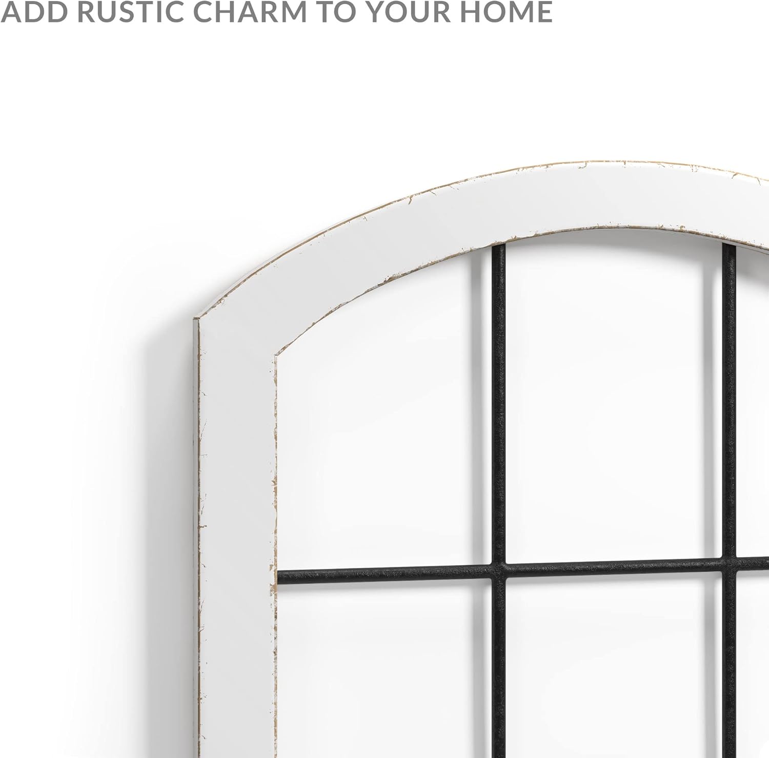 Barnyard Designs Rustic Wood and Metal Farmhouse Window Frame Wall Decor, White (2) Y11073