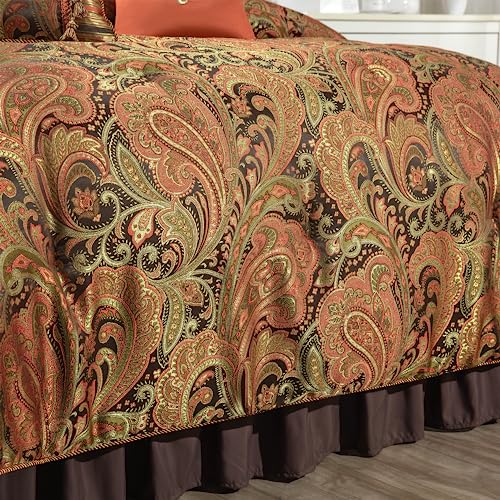 Loom and Mill 9-Piece Jacquard Comforter Set King, Paisley Design Bed in a Bag J5877