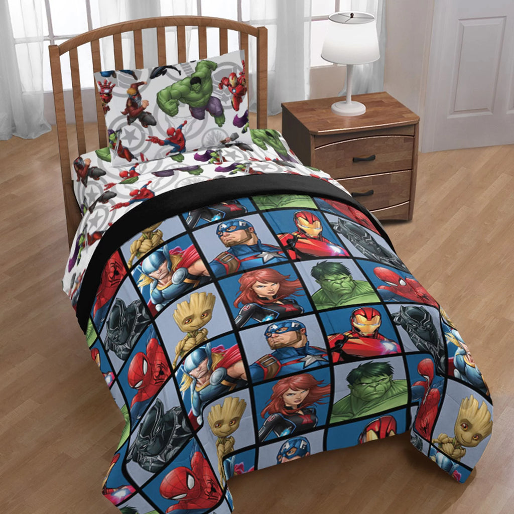 Marvel Movie Avengers 4 Piece Twin Bed-in-a-Bag, 100% Microfiber, Multi-Color