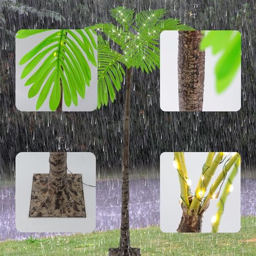 Lighted 6FT Artificial Palm Tree with 120 LED Lights for Patio & Christmas Decor R3338