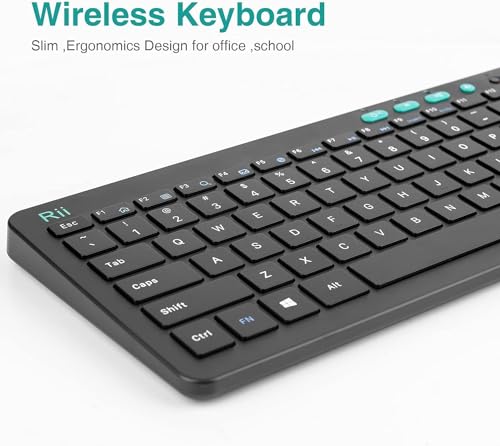 Rii RKM709 2.4GHz Ultra-Slim Wireless Keyboard and Mouse Combo, Black E479733