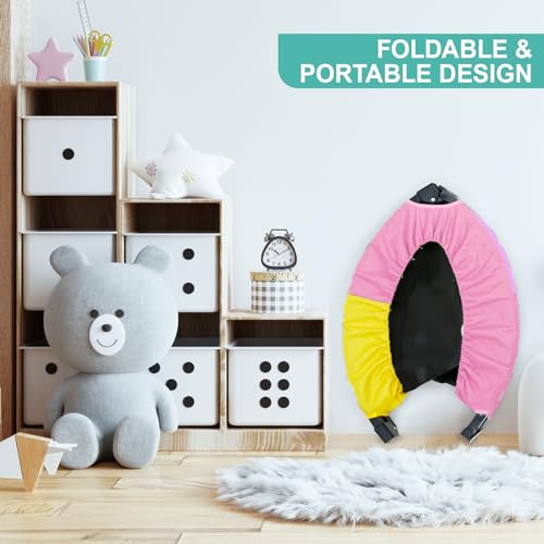 40'' Foldable Mini Trampoline with Sponge Handle, Height-Adjustable for Kids Adults J47461