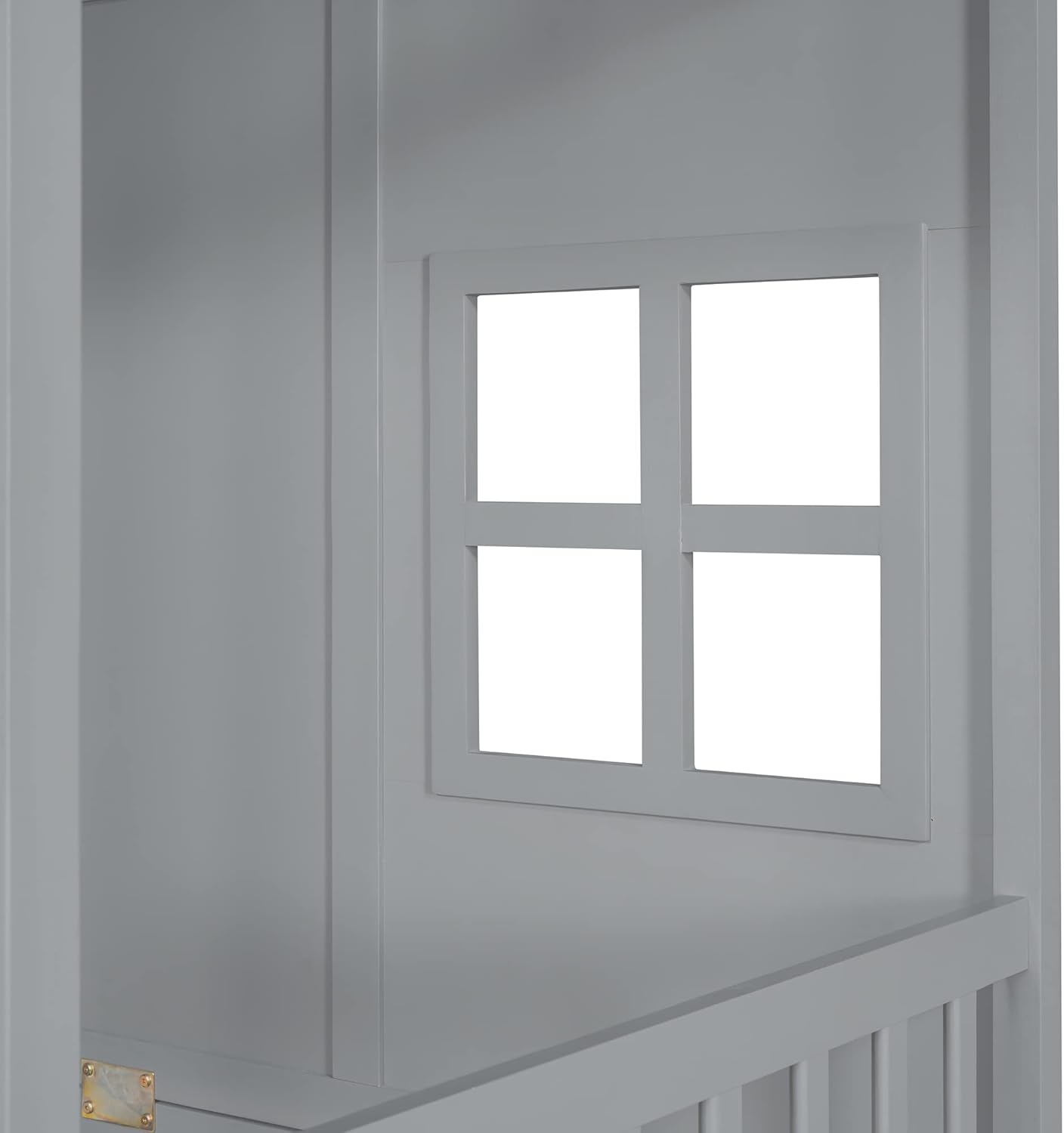 Twin Size House Bed with Trundle and Guardrails, Gray J325