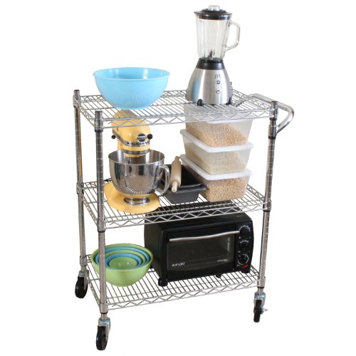 Oceanstar 3-Tier Heavy Duty Utility Cart, Chrome Q63941