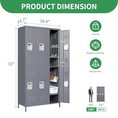 9 Door Metal Locker with Lock and Card Slot, Black K8440