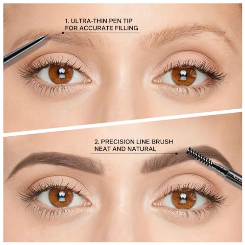 Magic 4 Fork Tip Eyebrow Pen with Dual-ended Brush, Waterproof, Gray Brown A700