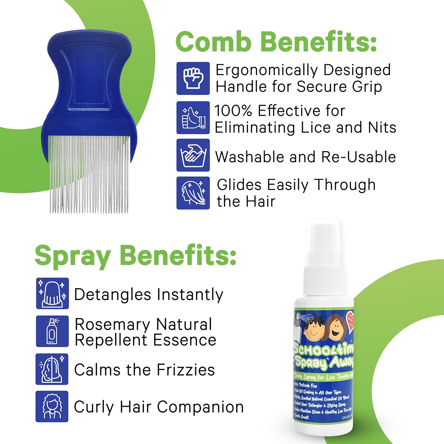Lice Elimination Kit for Kids by Schooltime with Shampoo, Spray & Comb Z1714