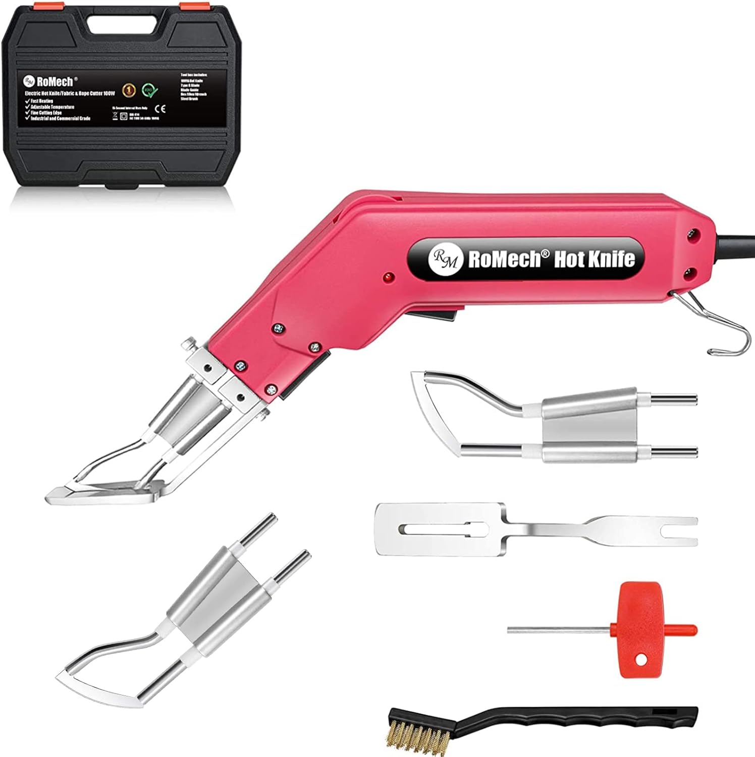 ROMECH Rope Cutter Fabric Cutter -Pro Electric Hot Knife+Replacement Parts(R Blade)