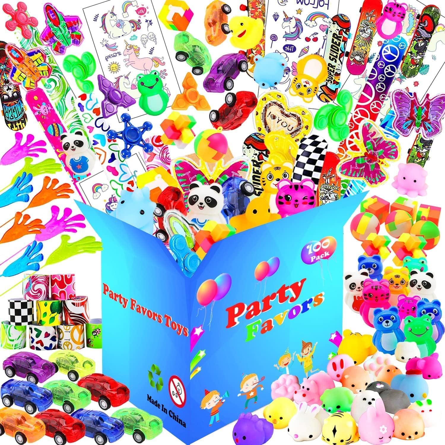 100 Pcs Party Favors Treasure Box Toys for Classroom Carnival Prizes Rewards, Stocking Stuffers, Goodie Bag Stuffers for Kids Party, Pinata Fillers Birthday Gifts Bulk Toys