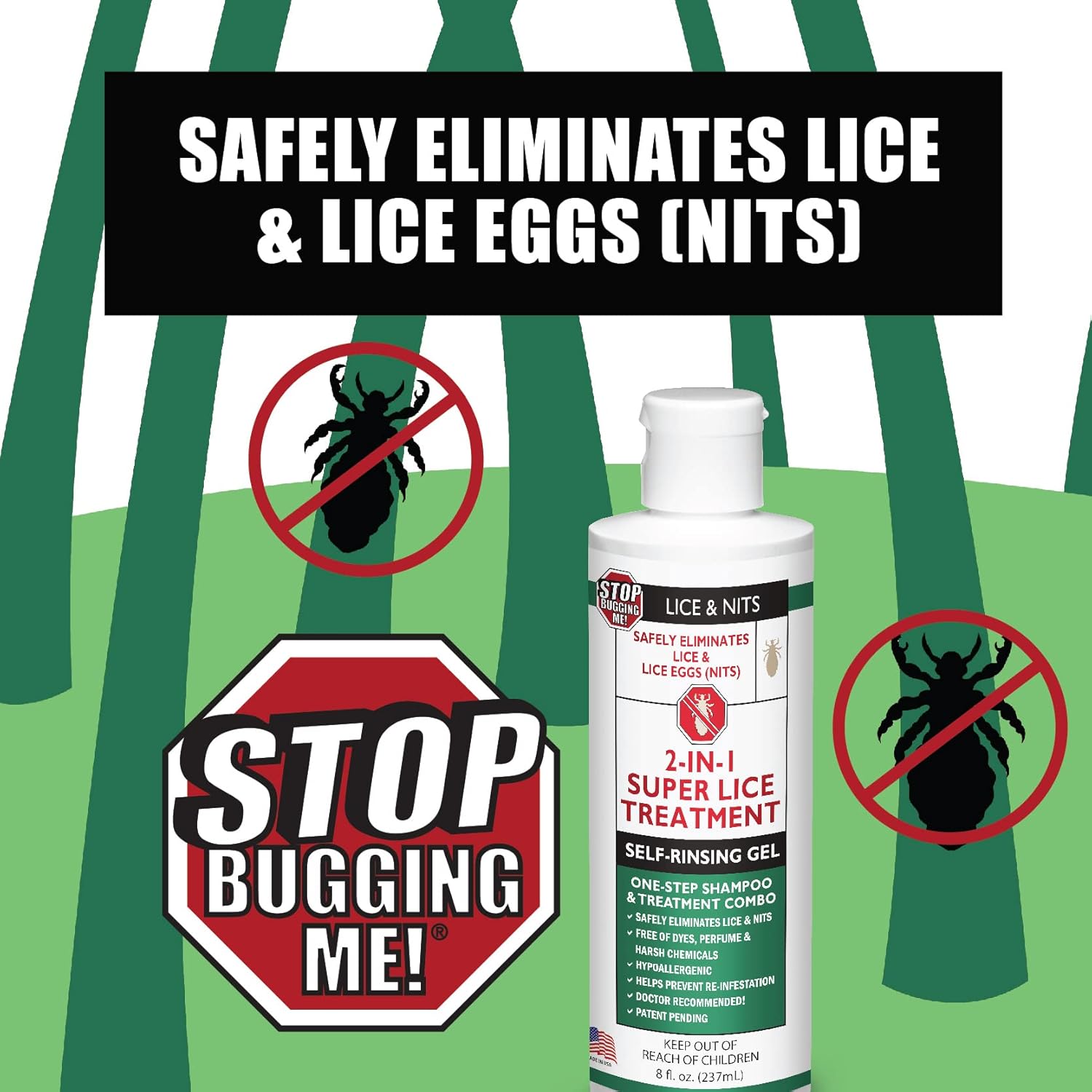 All-Natural 2-in-1 Lice Treatment Gel Shampoo, 8 oz O968