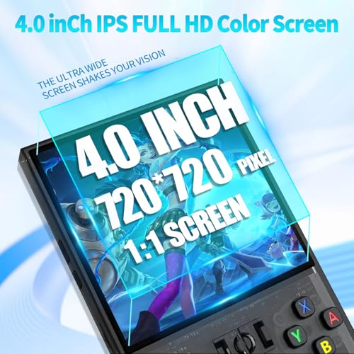 R36MAX Retro Handheld Game Console with 64G Built-in 18000+ Classic Games, 4.0" IPS Screen, Black R13381