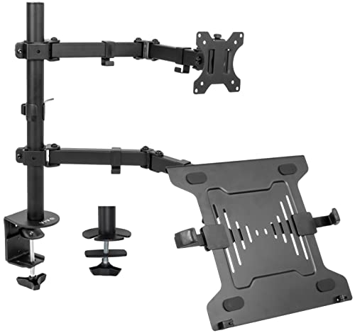 VIVO Full Motion Monitor and Laptop Desk Mount Articulating Double Center Arm Joint VESA Stand, Fits up to 32 inch Screen, STAND-V102C