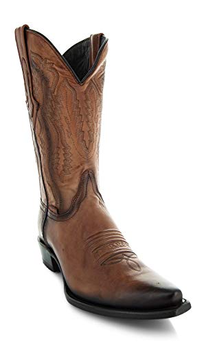 Soto Boots Men's Burnished Snip Toe Cowboy Boots Tan H50030 Q24181