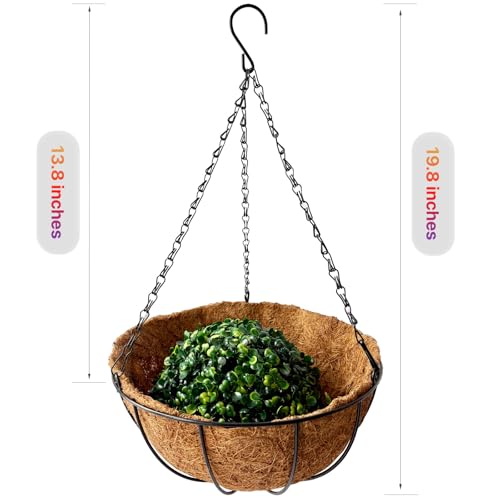 2 Sets Outdoor Artificial Flowers with Hanging Baskets, Yellow Orange G59149