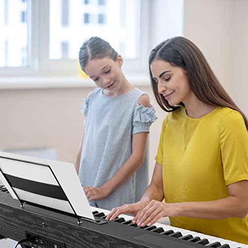 MUSTAR MDP-1300 Digital Piano 88 Key Weighted Hammer Action Keyboard with Stand, White E748