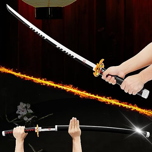 Demon Slayer Sword 41" Full-Set with Belt & Stand, Tanjiro Wooden Katana Cosplay Prop M416325