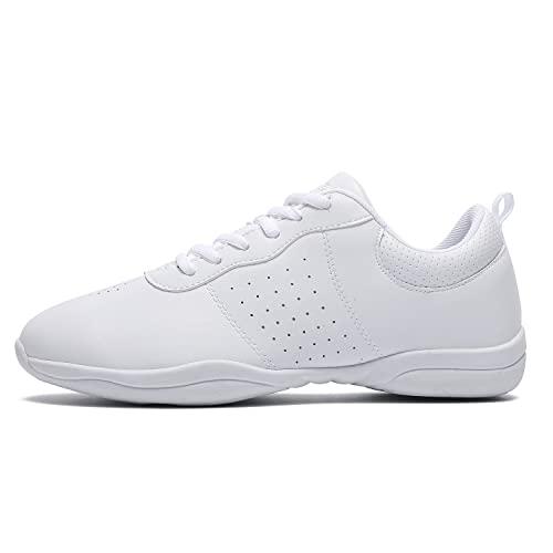 LANDHIKER Girls White Cheer Shoes Youth Cheerleading Training Flats O599