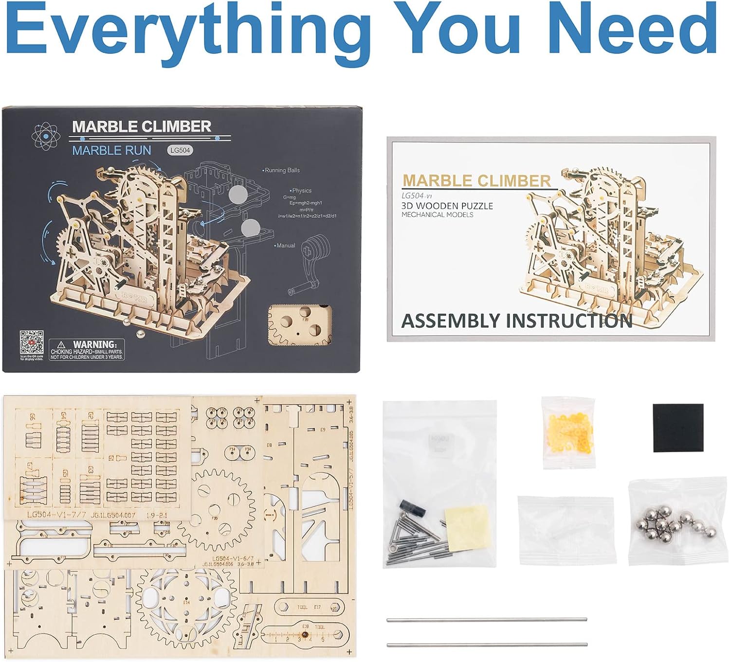 Rowood 3D Wooden Marble Run Puzzle Craft Toy, DIY Model Building Kit for Adults & Teens Y280652