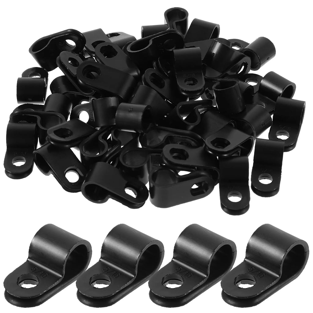 100 Pcs Wire Holders Wall Cord Cable Clips Black W683