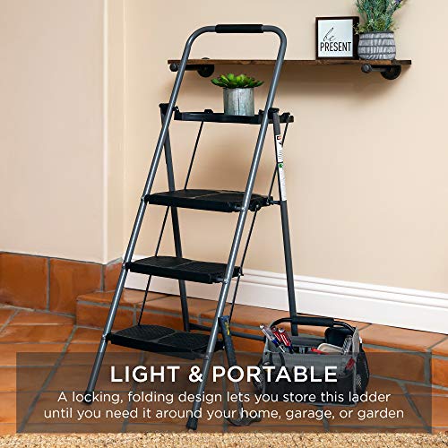 Best Choice Products 3-Step Ladder Anti-Slip Folding Step Stool with Utility Tray H881849