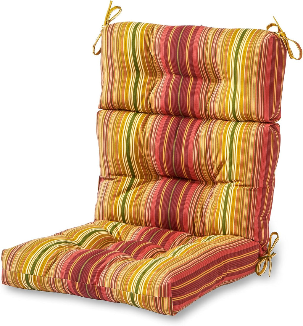 Greendale Home Fashions Outdoor 44 x 22-inch High Back Chair Cushion, Set of 1, Cinnamon Stripe