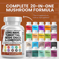 Lions Mane 3000mg 20in1 Mushroom Supplement with Turkey Tail, 60 Count N93354