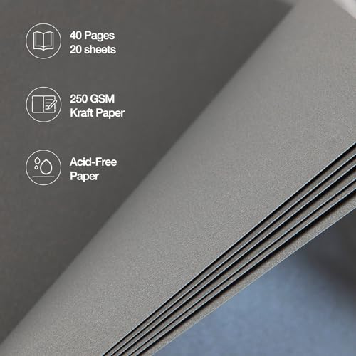 potricher 10 x 10 Inch DIY Scrapbook Album 40 Pages Hardcover Kraft Paper U1353