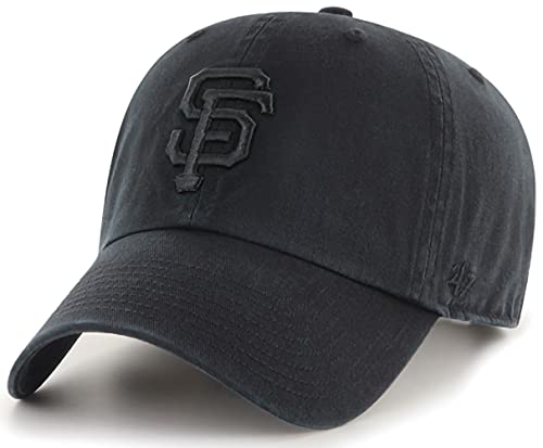 '47 MLB Black Black Primary Logo Clean Up Adjustable Strap Hat Cap, Adult One Size Fits All
