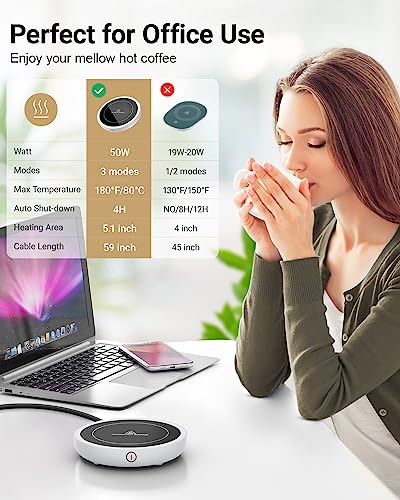 Coffee Mug Warmer, 50W, 3 Temperature Settings, Auto Shut-Off, Black E9446