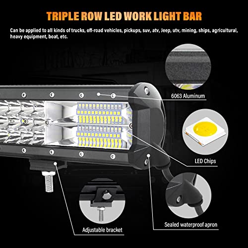 Willpower 20 inch 288W Triple Row LED Light Bar for Off Road Driving E321