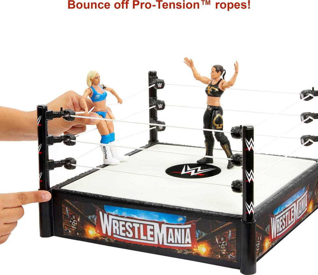 Mattel WWE Superstar Ring Playset with Spring-Loaded Mat, 14-inch F2265