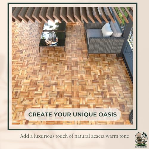 Interlocking Acacia Wood Deck Tiles 12x12" Outdoor Waterproof Patio Flooring K561