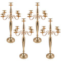 Vincidern 4Pcs 5 Arm Candelabra, Gold Taper Candle Holder for Wedding Table Centerpieces, Christmas Valentine's Day Decorative Metal Candlestick Holder (28 Inch Tall)