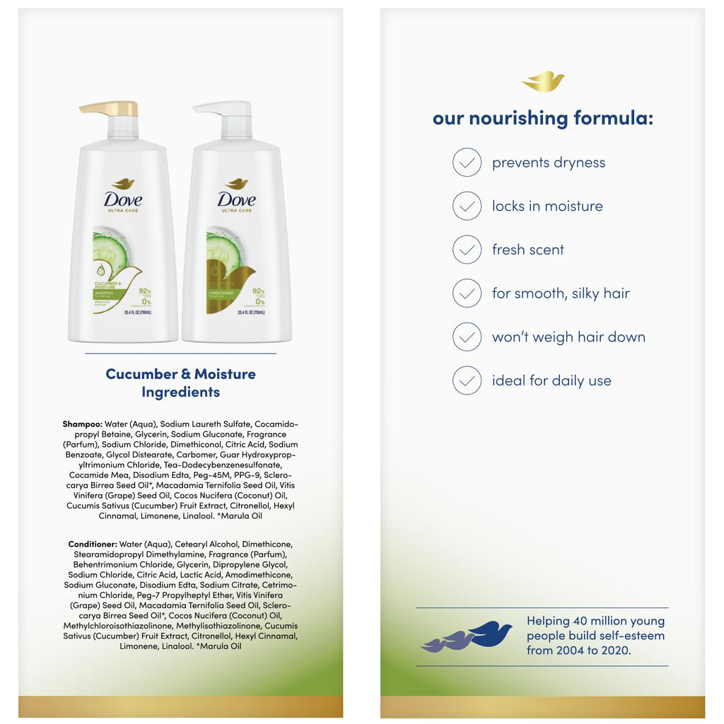 Dove Shampoo and Conditioner Set Cool Moisture Cucumber, 25.4 Fl Oz (2 Piece Set) U154