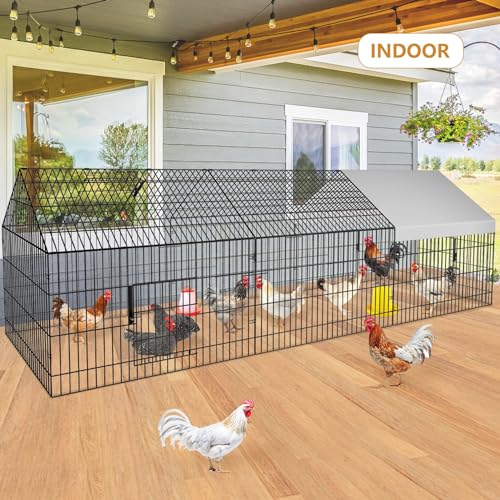 Metal Chicken Coop with Cover for Yard Outdoor Large Portable Chicken Run Pen I2656