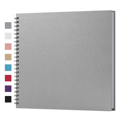 potricher 10 x 10 Inch DIY Scrapbook Album 40 Pages Hardcover Kraft Paper Scrap Book Photo Albums Memory Book for Wedding and Anniversary Family (White, 10 Inch)