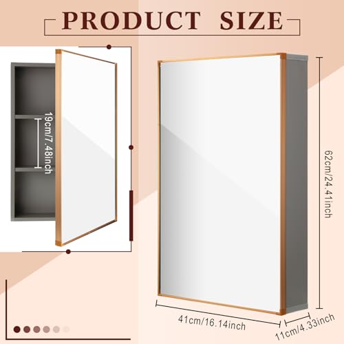 Framed Recessed Medicine Cabinet with Mirror 16 x 24 inch Light Grey K591670