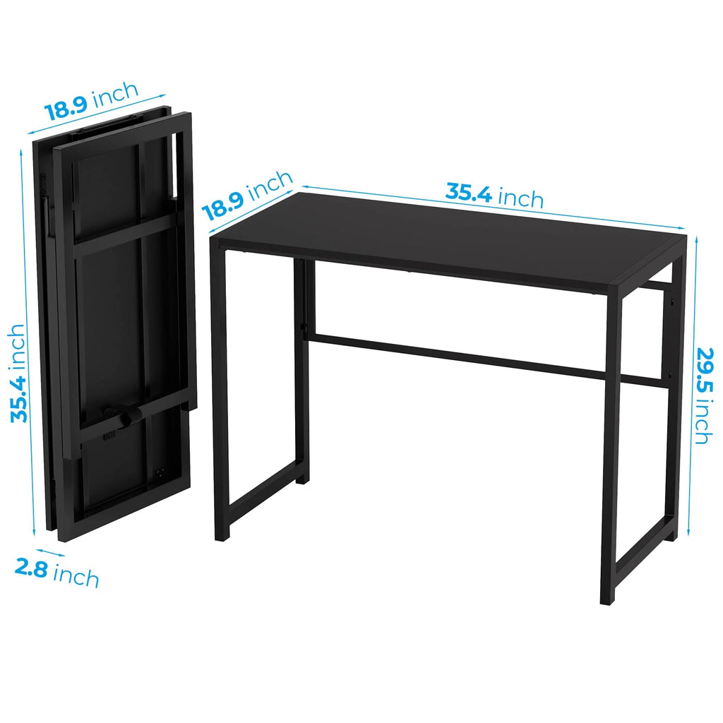 Foldable Desk for Small Spaces, No-Assembly Computer Desk, Black A101