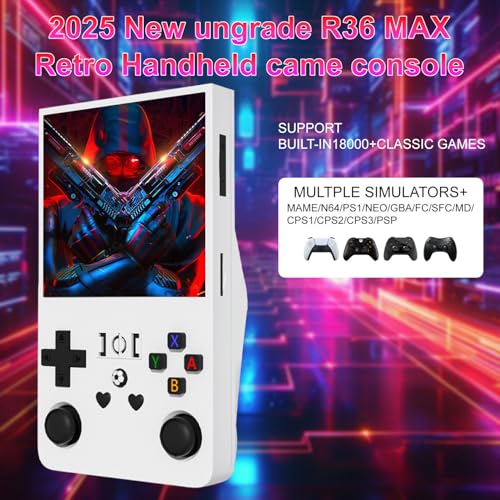 R36Max Retro Handheld Game Console with 4-Inch IPS Screen, 64GB, Black P314194