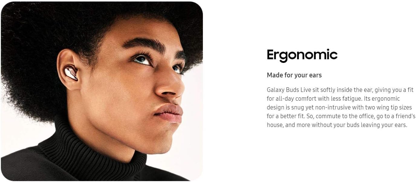 Samsung Galaxy Buds Live (ANC) Wireless Earbuds for iOS & Android, Mystic Black (Renewed) C69603