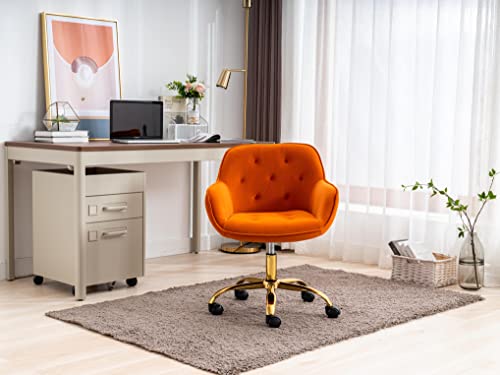 ZOBIDO Comfy Velvet Swivel Task Chair with Wheels for Home Office, Dark Orange Z487