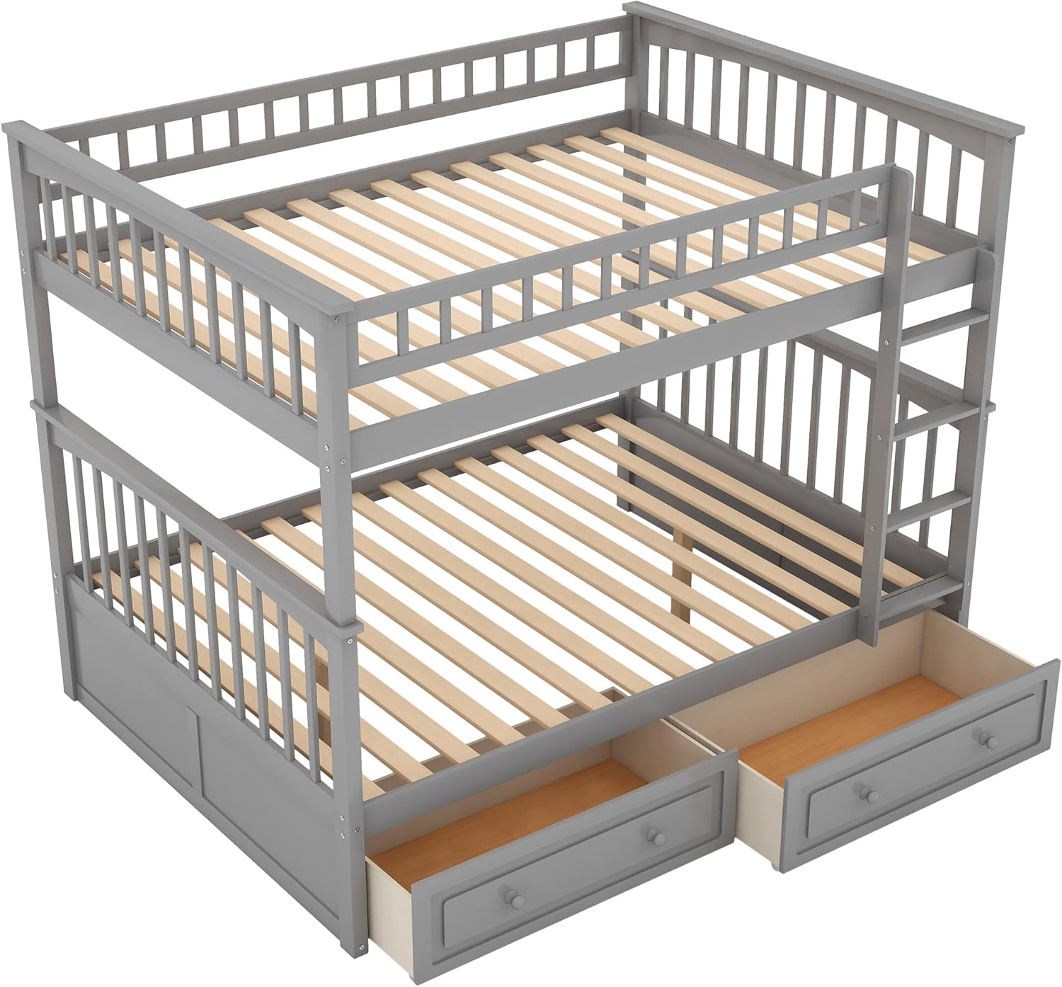 Full Over Full Bunk Bed with Drawers, Gray M976644