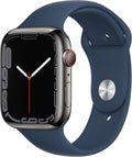Apple Watch Series 7 [GPS + Cellular 45mm] Smart Watch w/Graphite Stainless Steel Case with Abyss Blue Sport Band. Fitness Tracker, Blood Oxygen & ECG Apps, Always-On Retina Display, Water Resistant