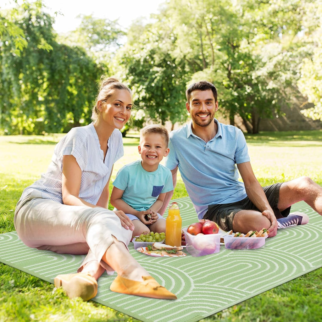 Lahome Outdoor Waterproof 6x9 Patio Rug, Reversible RV Mat, Rainbow Green F24102