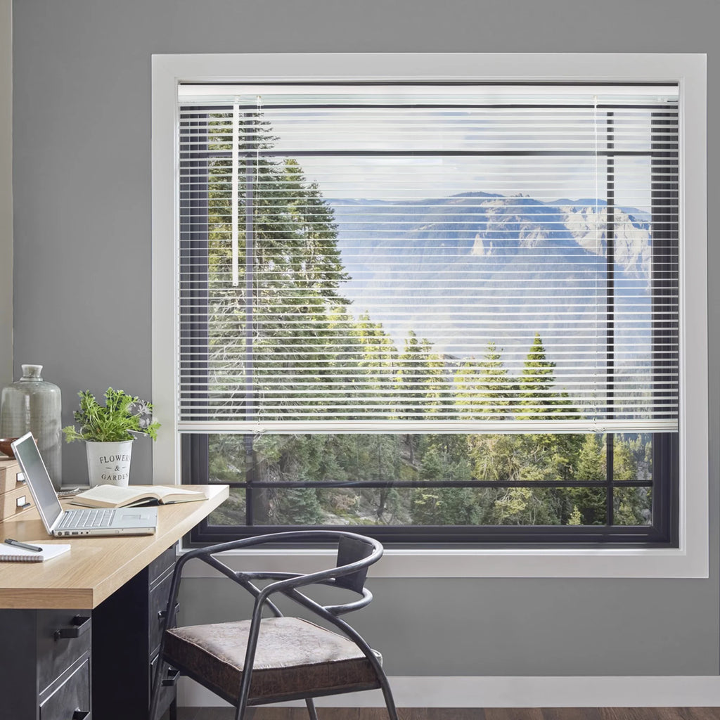 CHICOLOGY Cordless 1-Inch Vinyl Mini Blinds, Gloss White, Room Darkening, 70"W x 48"H F935850