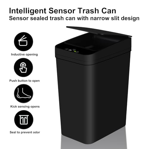Touchless Electric Bathroom Trash Can with Lid, 5 Gallon, White V363