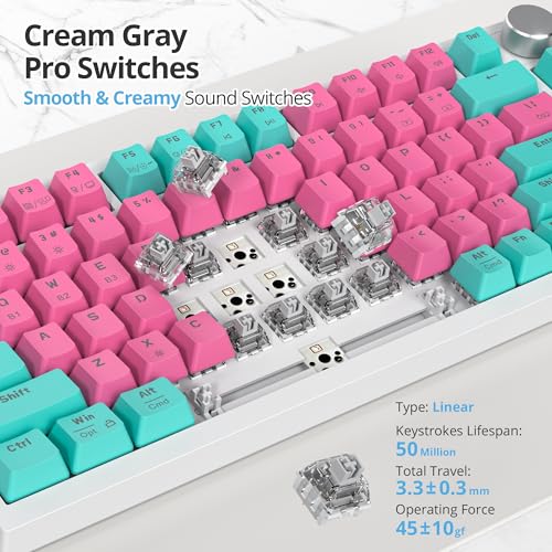 75% Wireless Creamy Mechanical Keyboard, Hot Swappable RGB Gasket Gaming Keyboard D50183