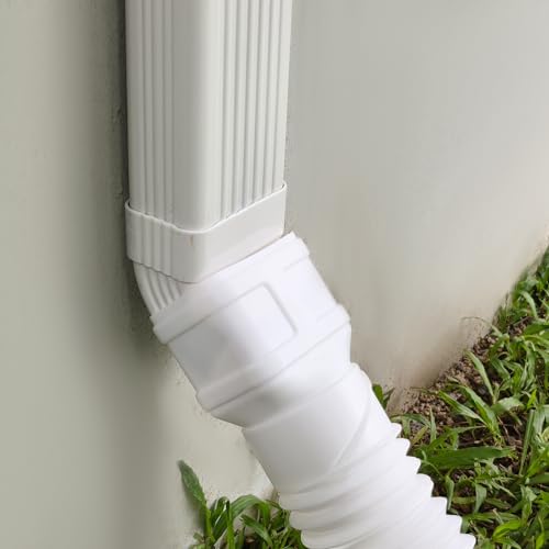 7ft Flexible Gutter Downspout Extension, 3" Drainage Pipe, White, 1-Pack S76160